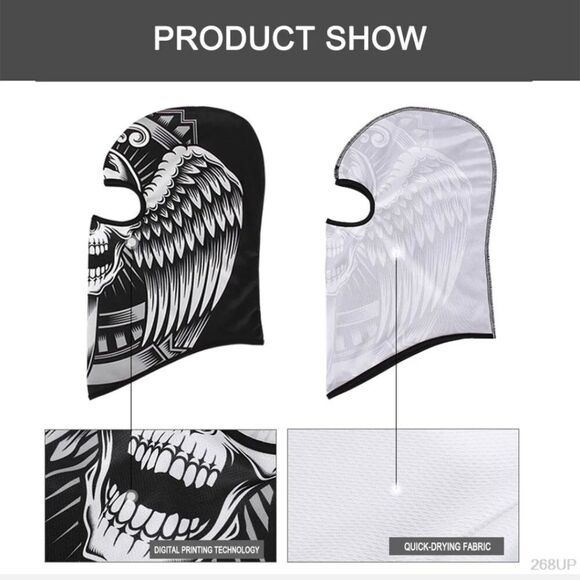 Tactical Skull Ghost Printed Full Face Mask Balaclava Halloween Ski Motorcycle - Picture 5 of 6